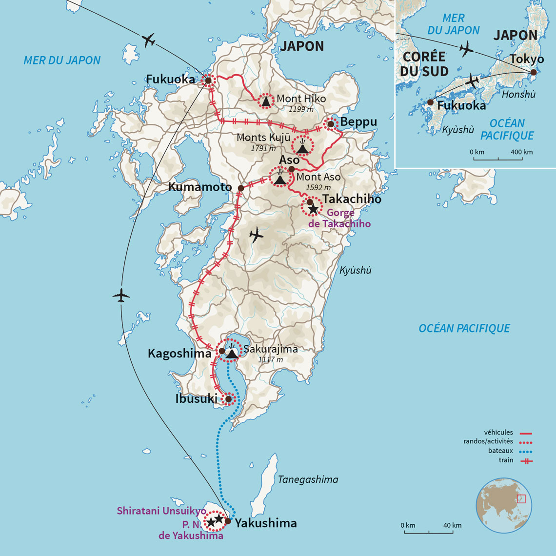 Carte Japon : Best of Kyushu & Forêt de Yakushima