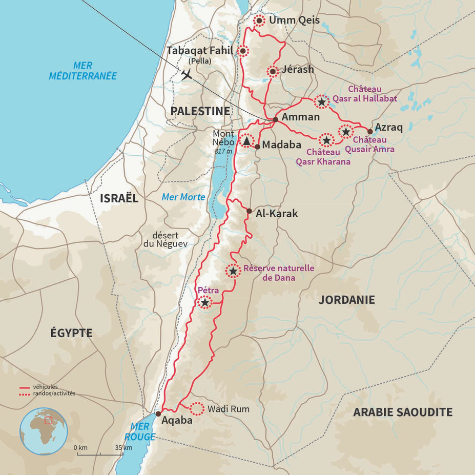Carte Jordanie : Jordanie du Nord au Sud : tout y est !