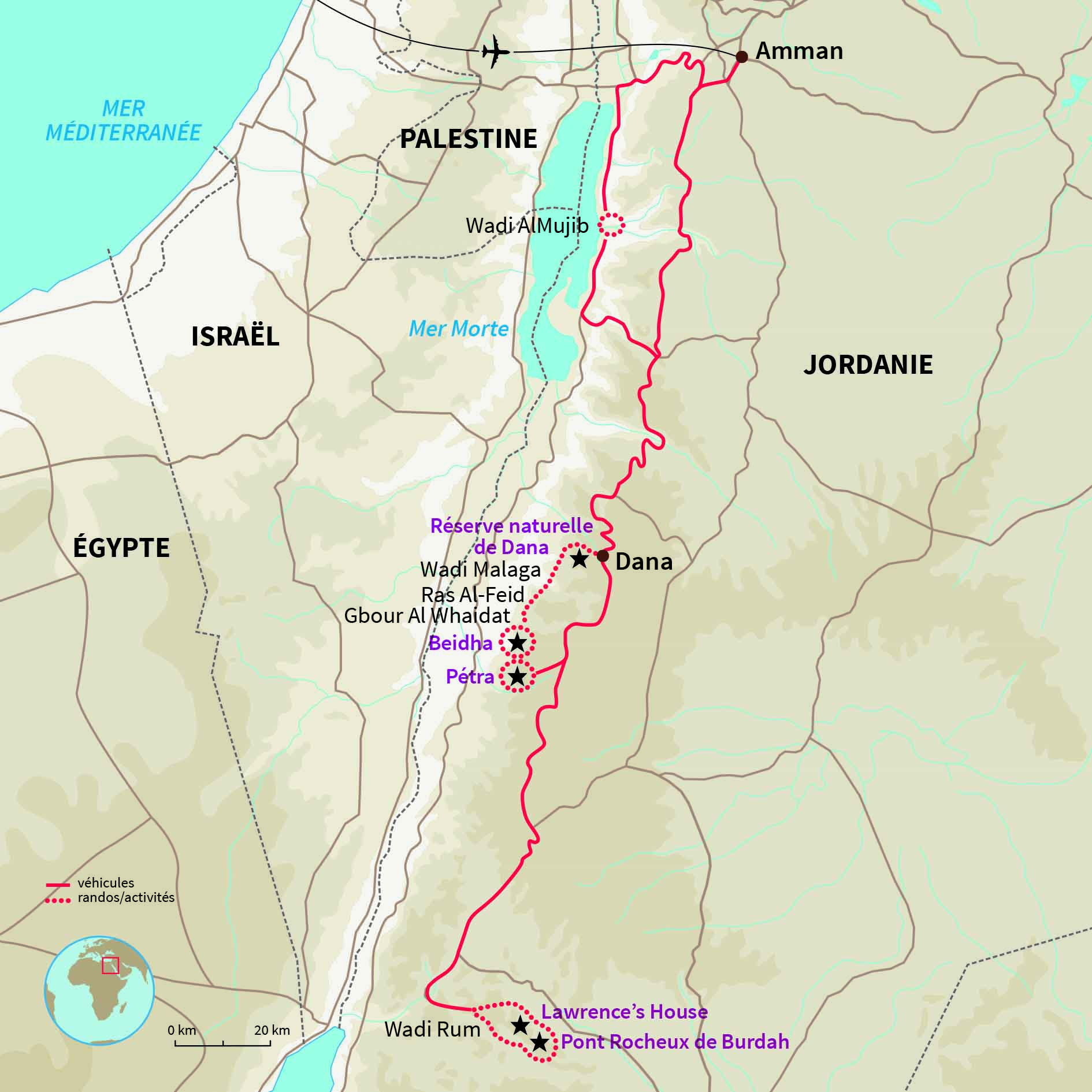 Carte Jordanie : La Jordanie sous les étoiles 