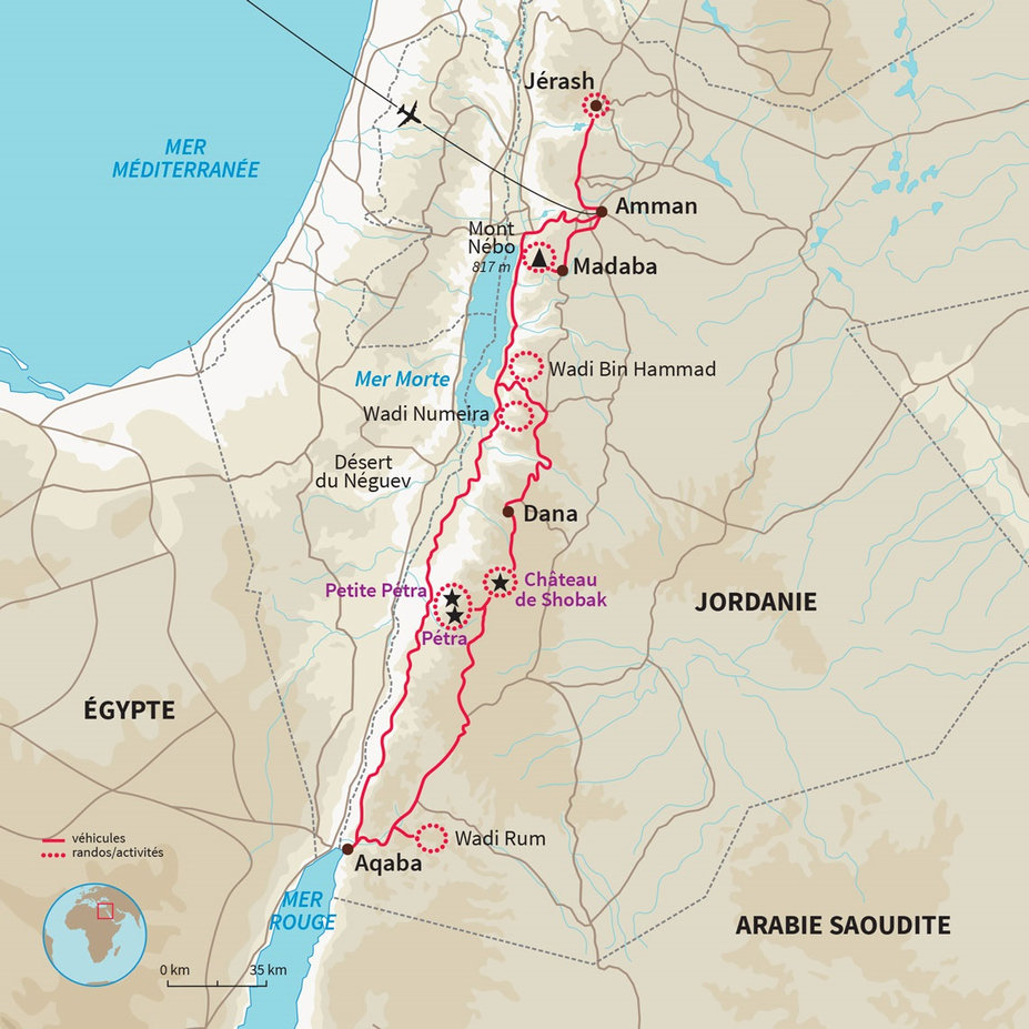 Carte Jordanie : Jordanie du Nord au Sud : tout y est !