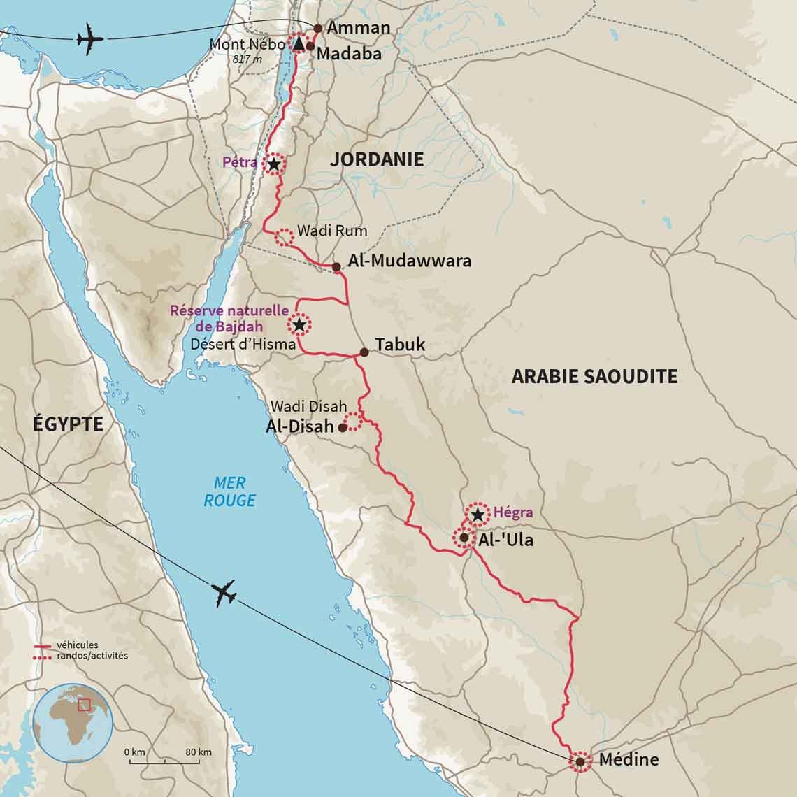 Carte Arabie Saoudite : Jordanie et Arabie : De Petra à AlUla