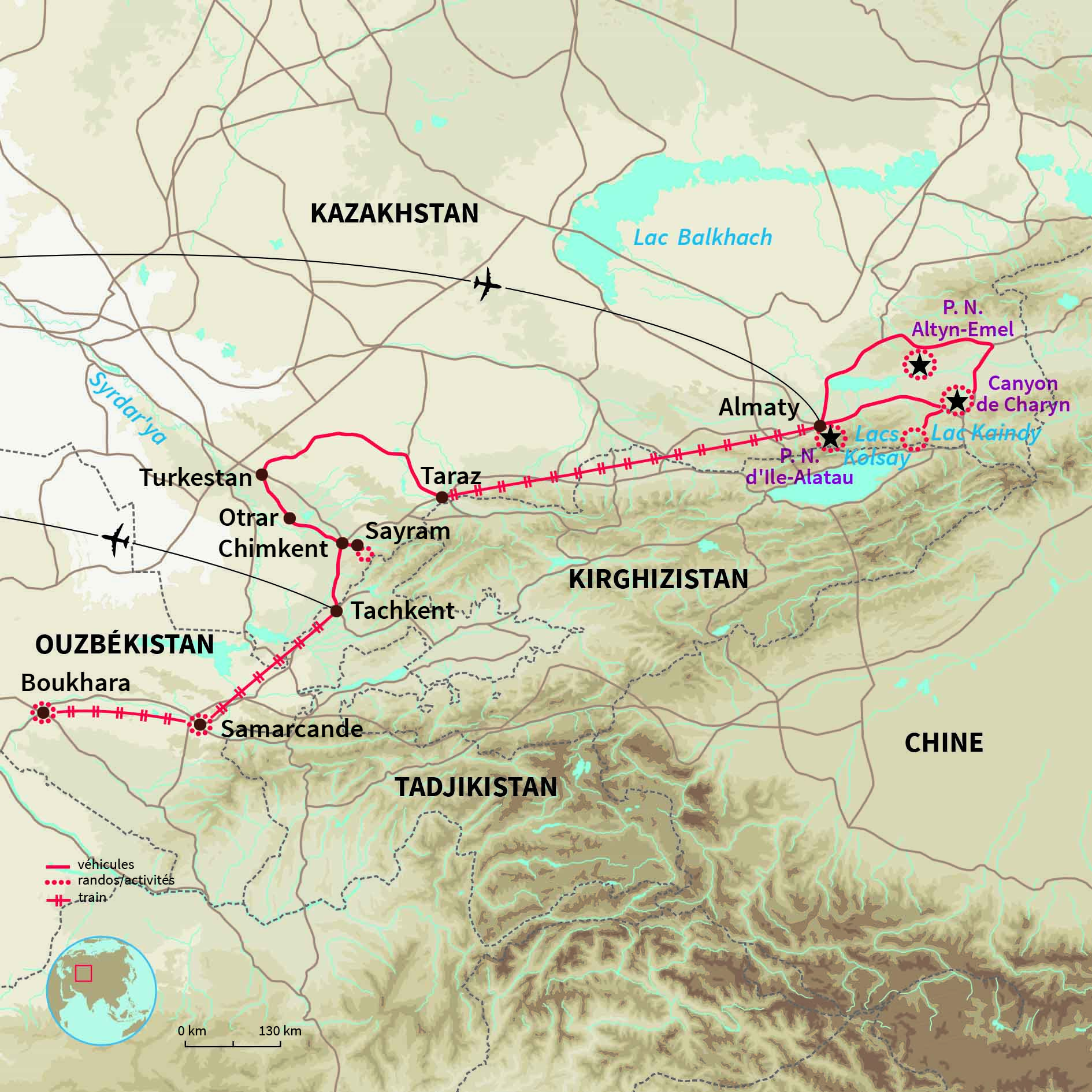 Carte Kazakhstan : Merveilleuse Route de la Soie