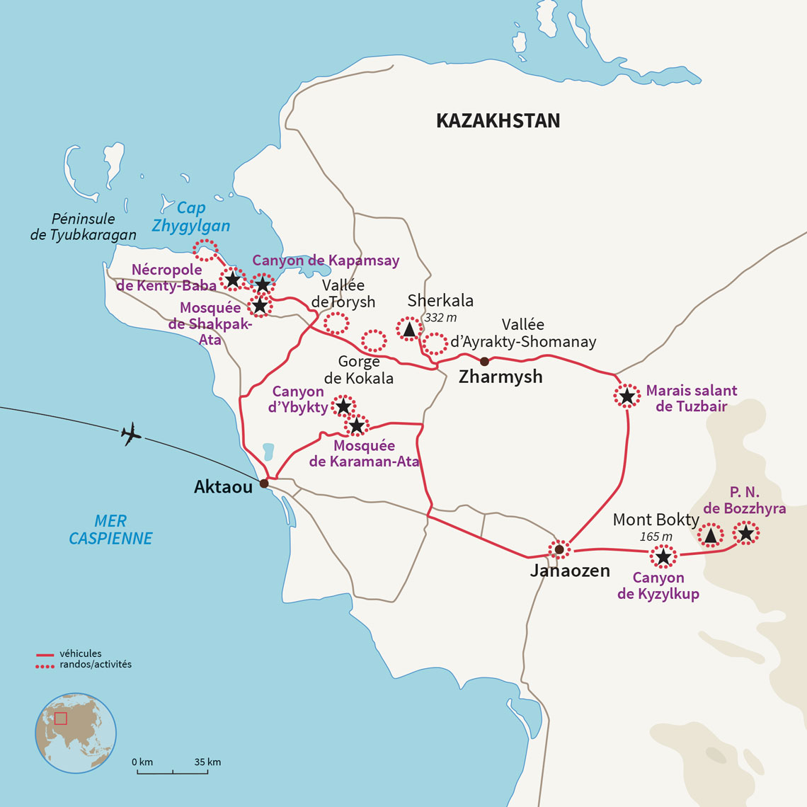 Carte Kazakhstan : Mangystau: Splendeurs secrètes