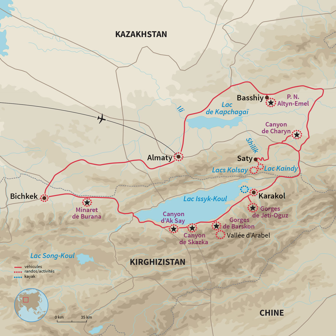 Carte Kazakhstan : Mes p'tits nomades en Asie Centrale