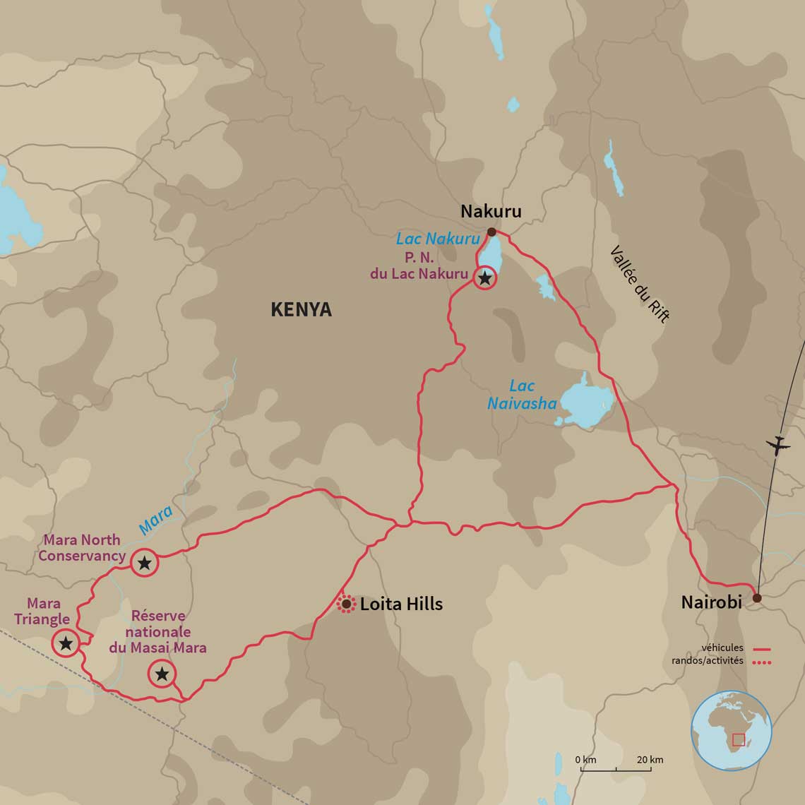 Carte Kenya : Masaï Mania, rando-bivouac et safari