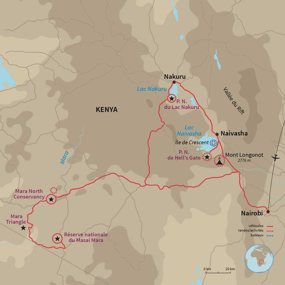 Carte Kenya : Le Kenya en Jeep tonic