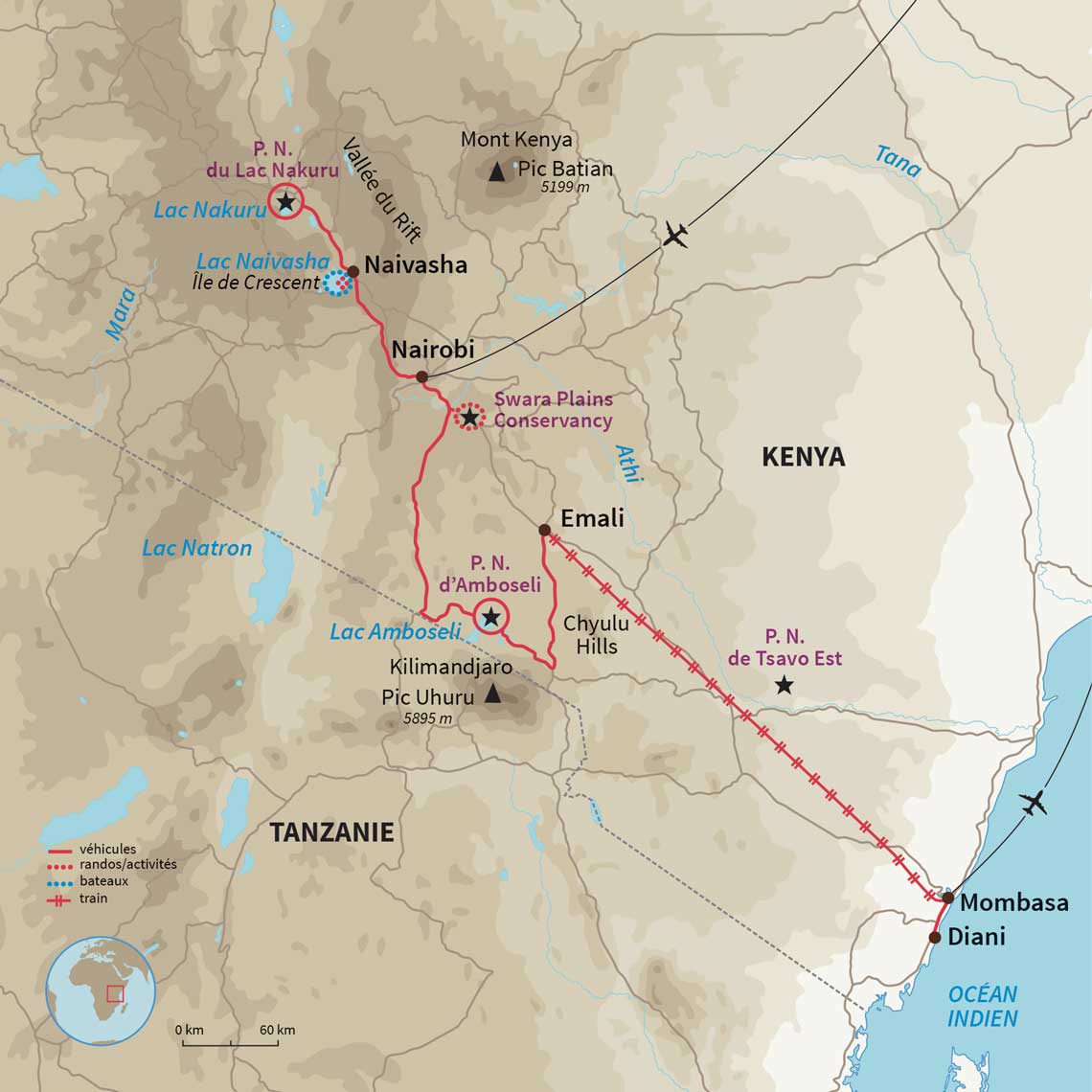 Carte Kenya : Petits rangers et Big Five