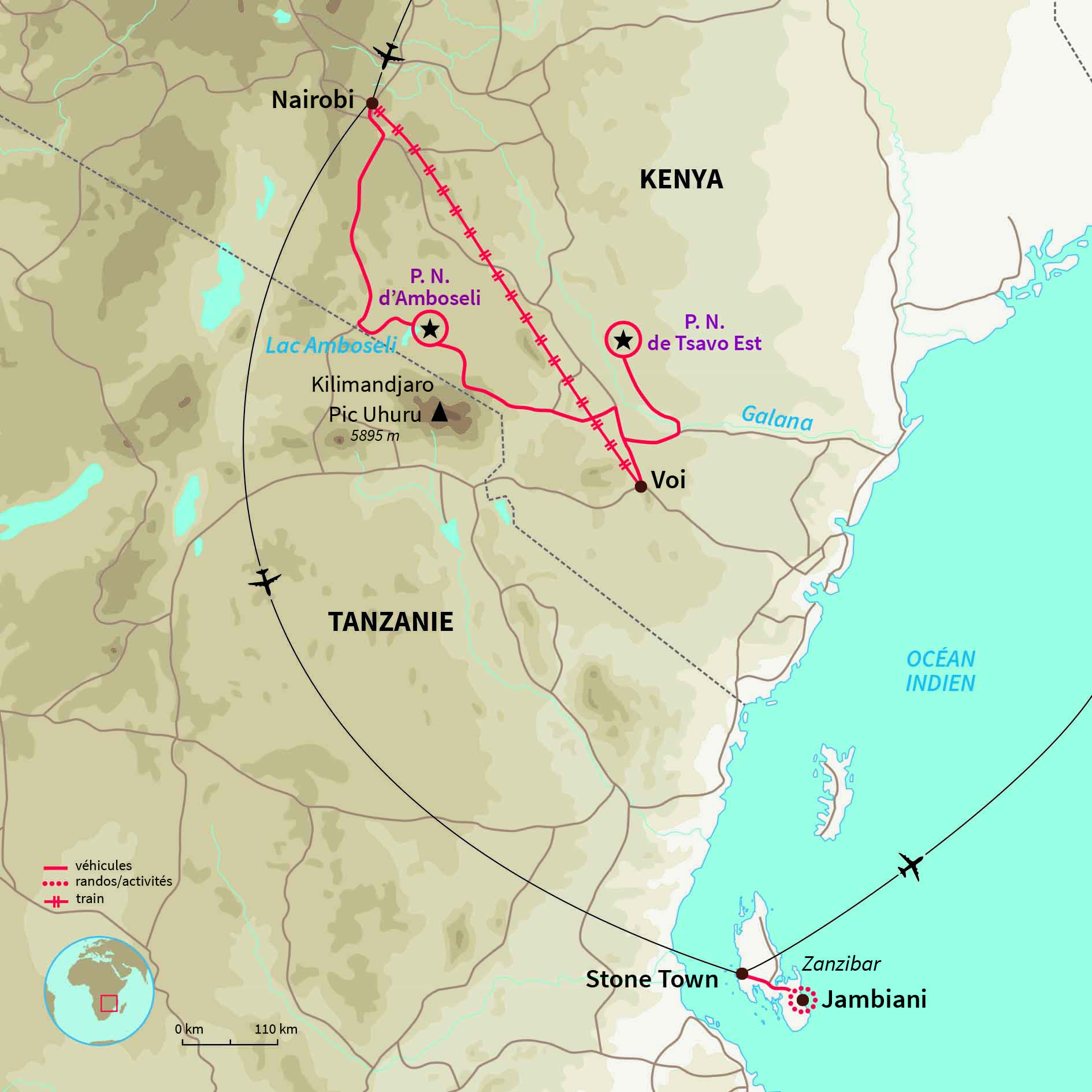 Carte Kenya : En train au Kenya ! 