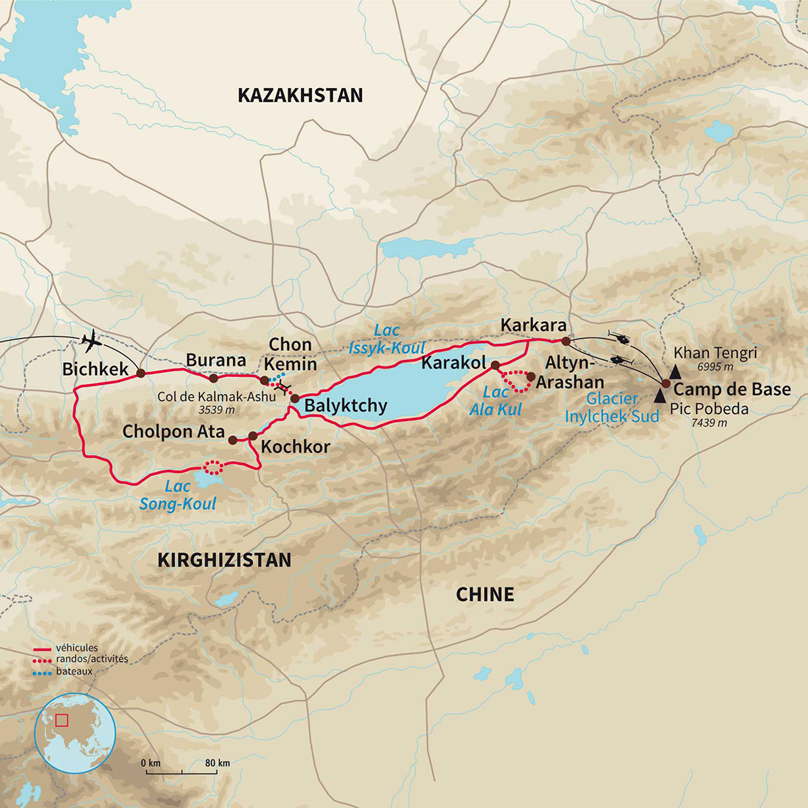 Carte Kirghizistan : Aventures en terres Kirghizes
