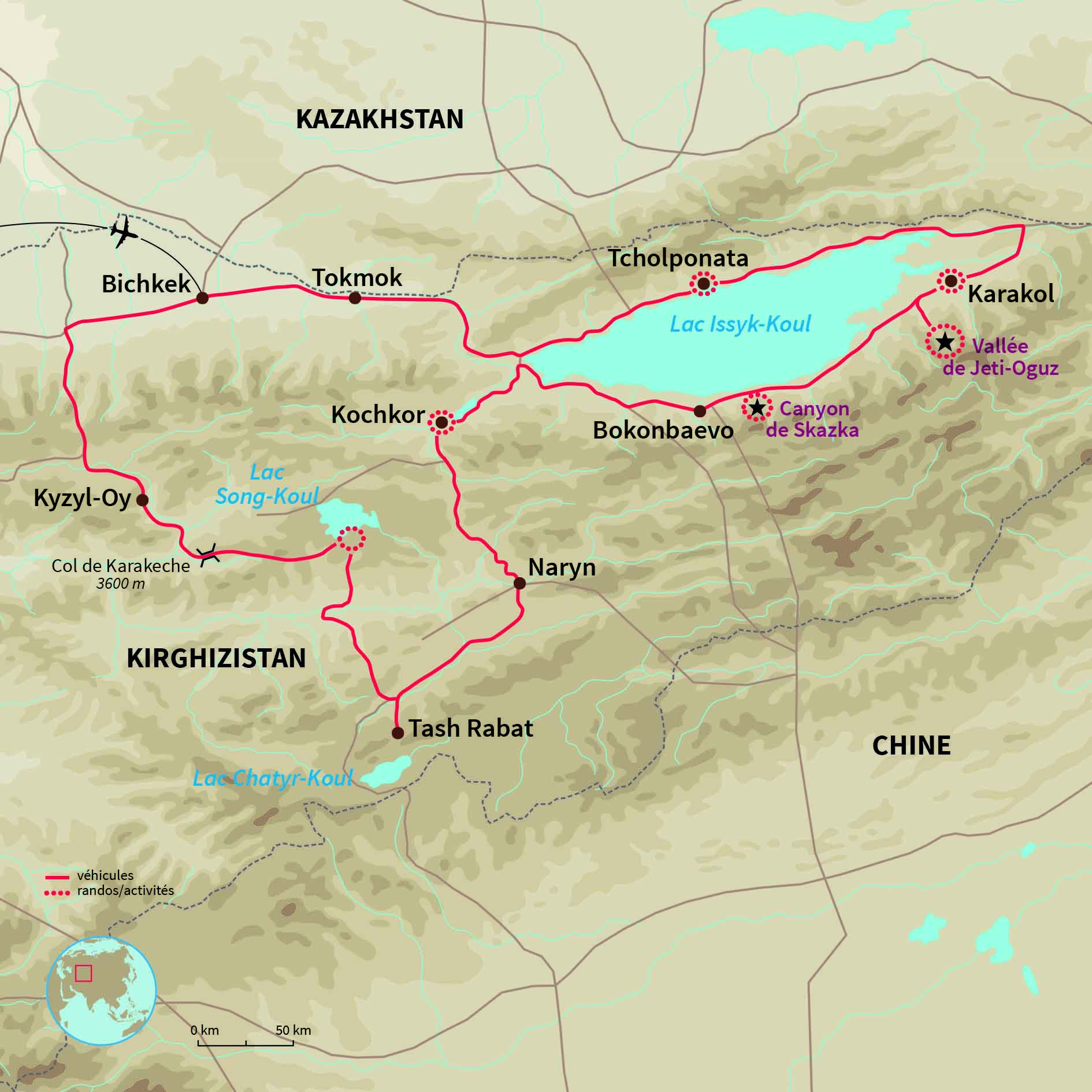 Carte Kirghizistan : Immersion chez les nomades Kirghiz 