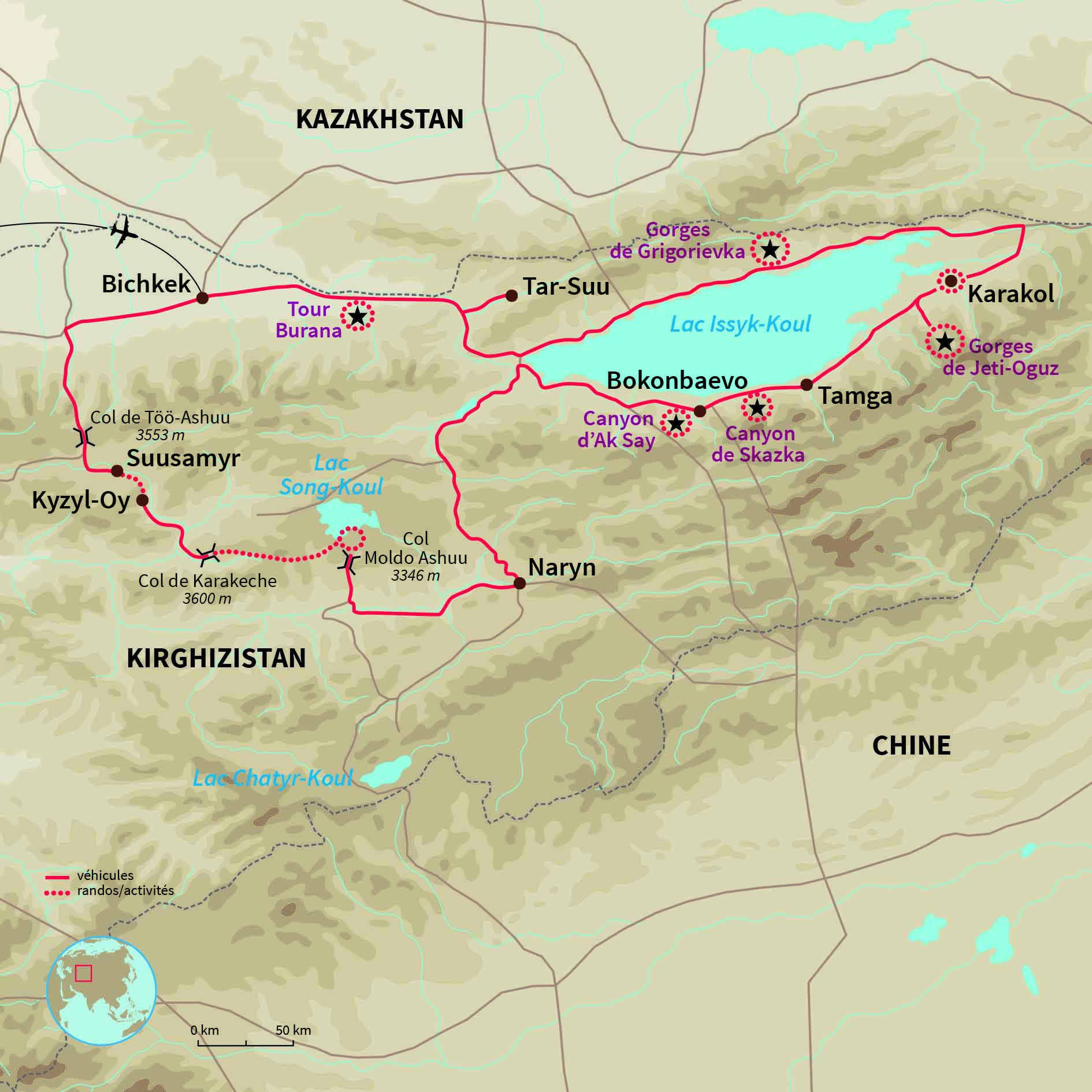 Carte Kirghizistan : Brin de liberté à VTT en Kirghizie