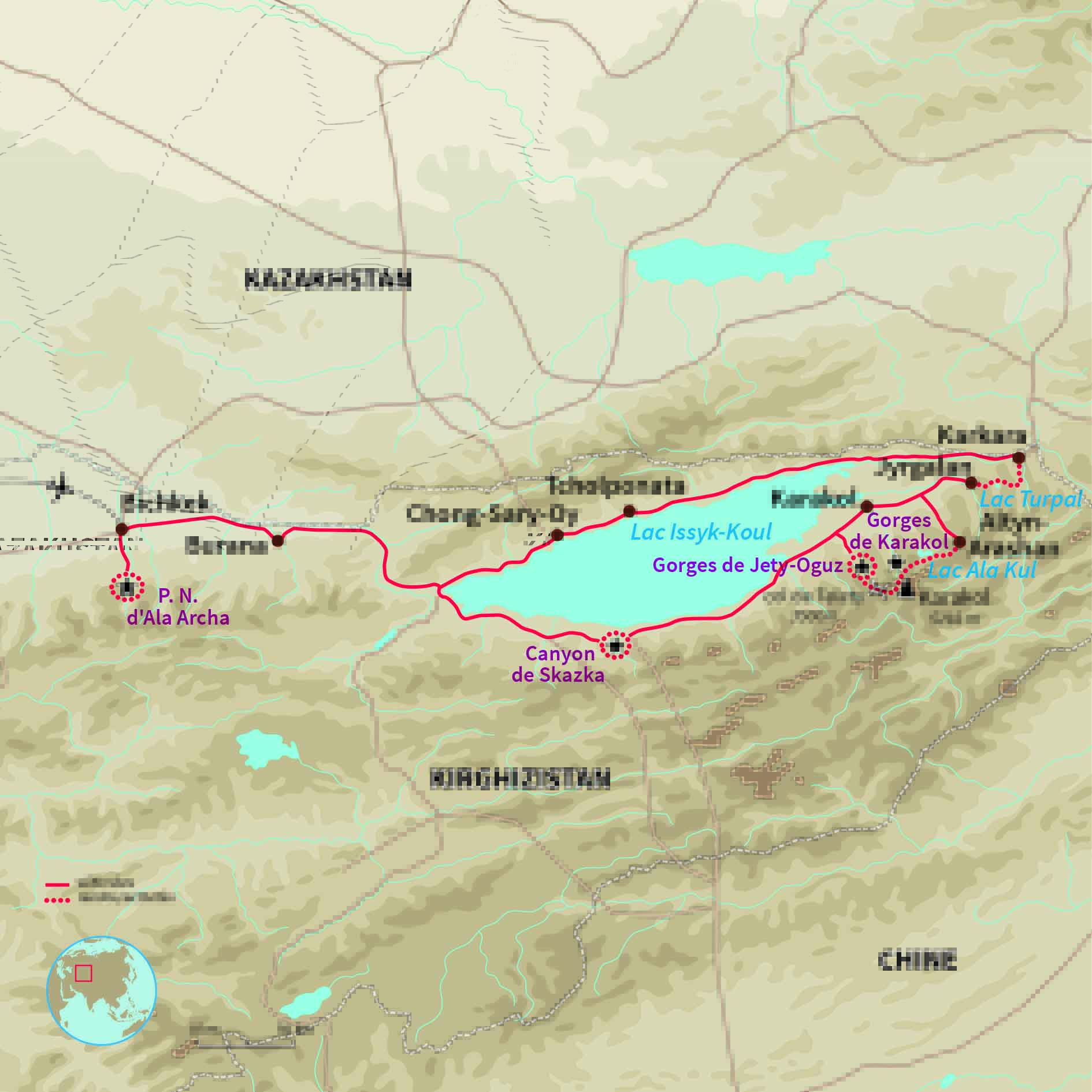 Carte Kirghizistan : Au pays des monts Célestes