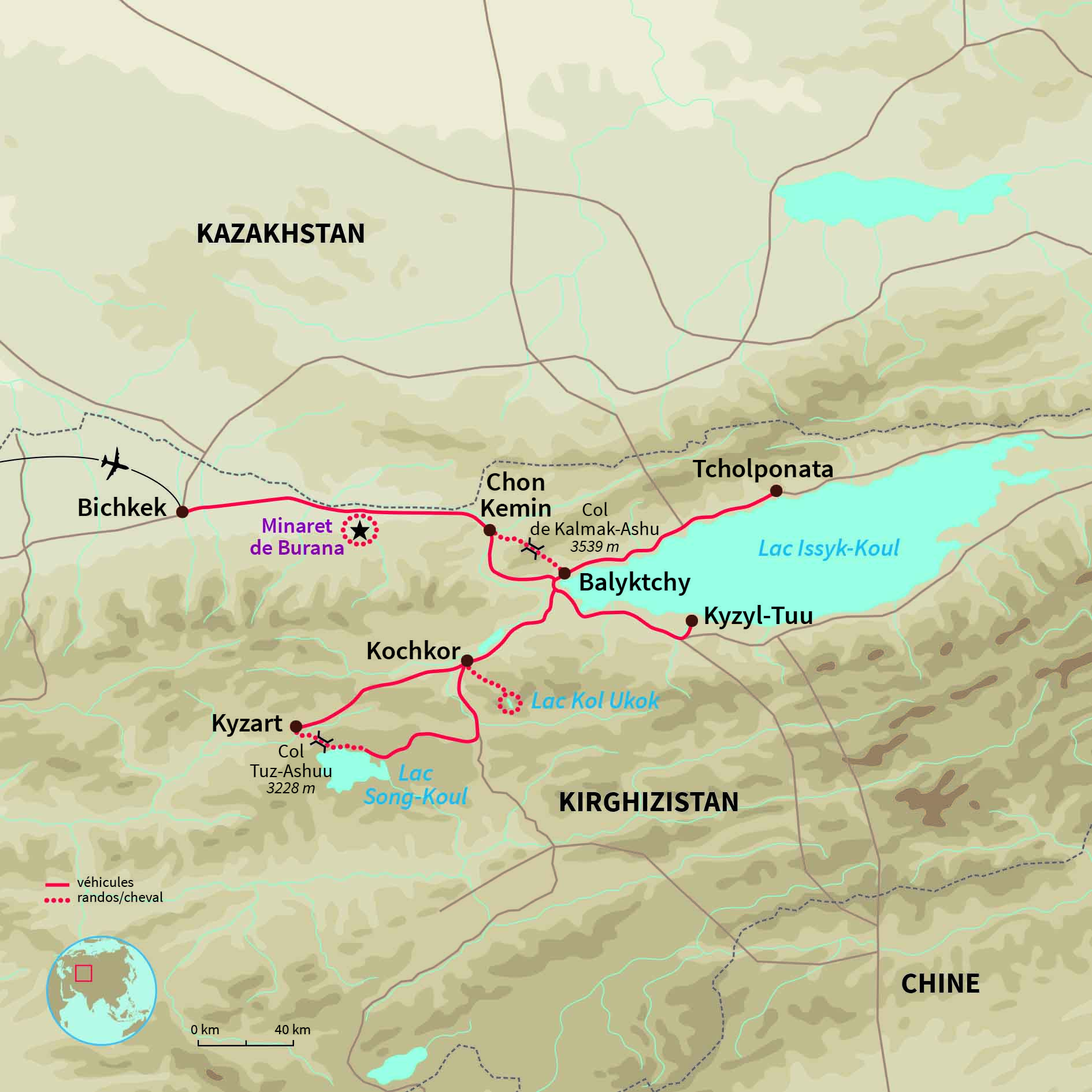 Carte Kirghizistan : Chevauchée céleste en Kirghizie