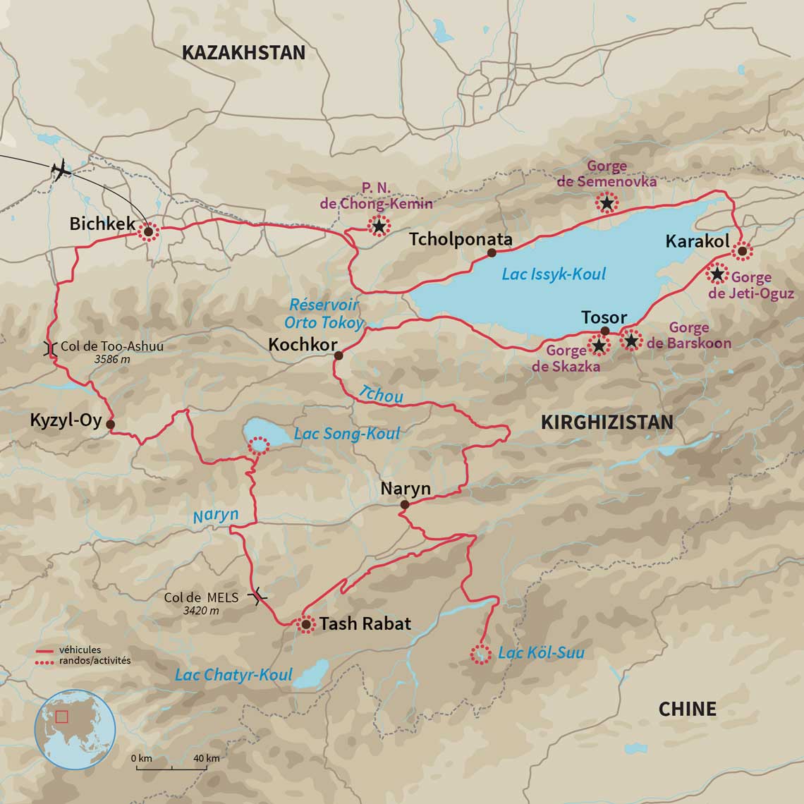 Carte Kirghizistan : Road trip au pays des Monts Célestes