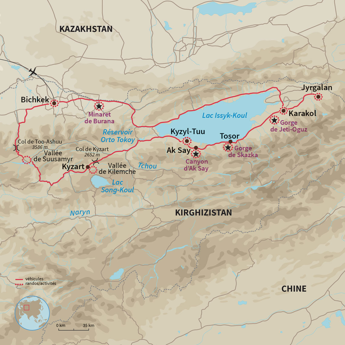 Carte Kirghizistan : Aventures hivernales au Kirghizistan