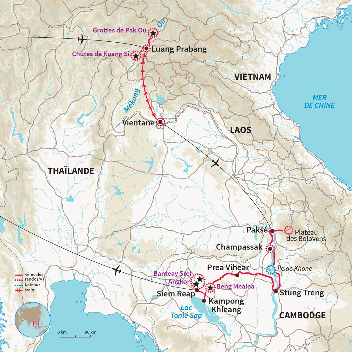 Carte Laos : Laos & Cambodge, murmures du Mékong