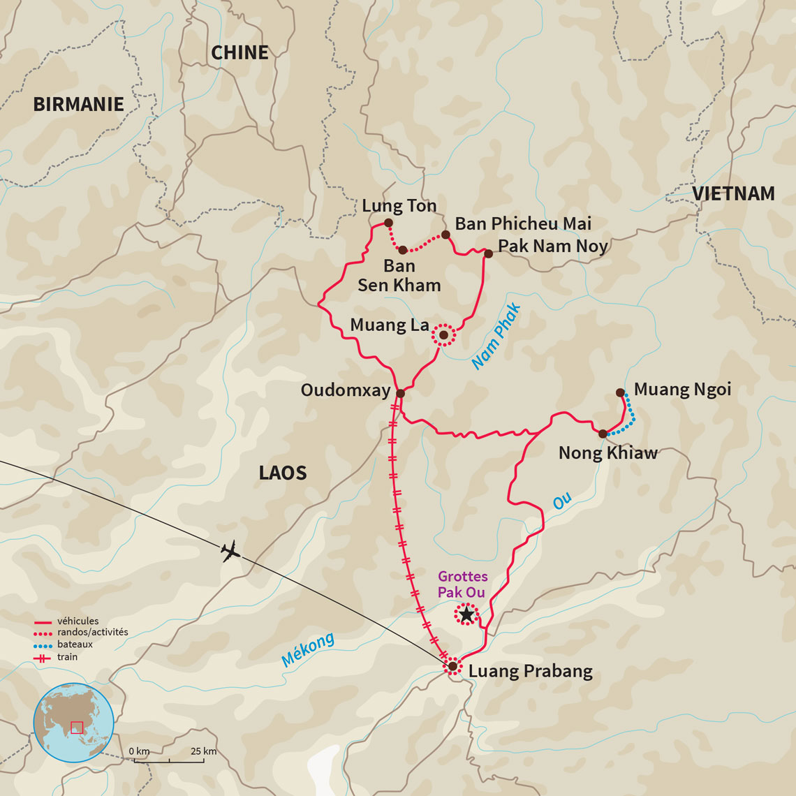 Carte Laos : Randonnée autour de Phôngsali