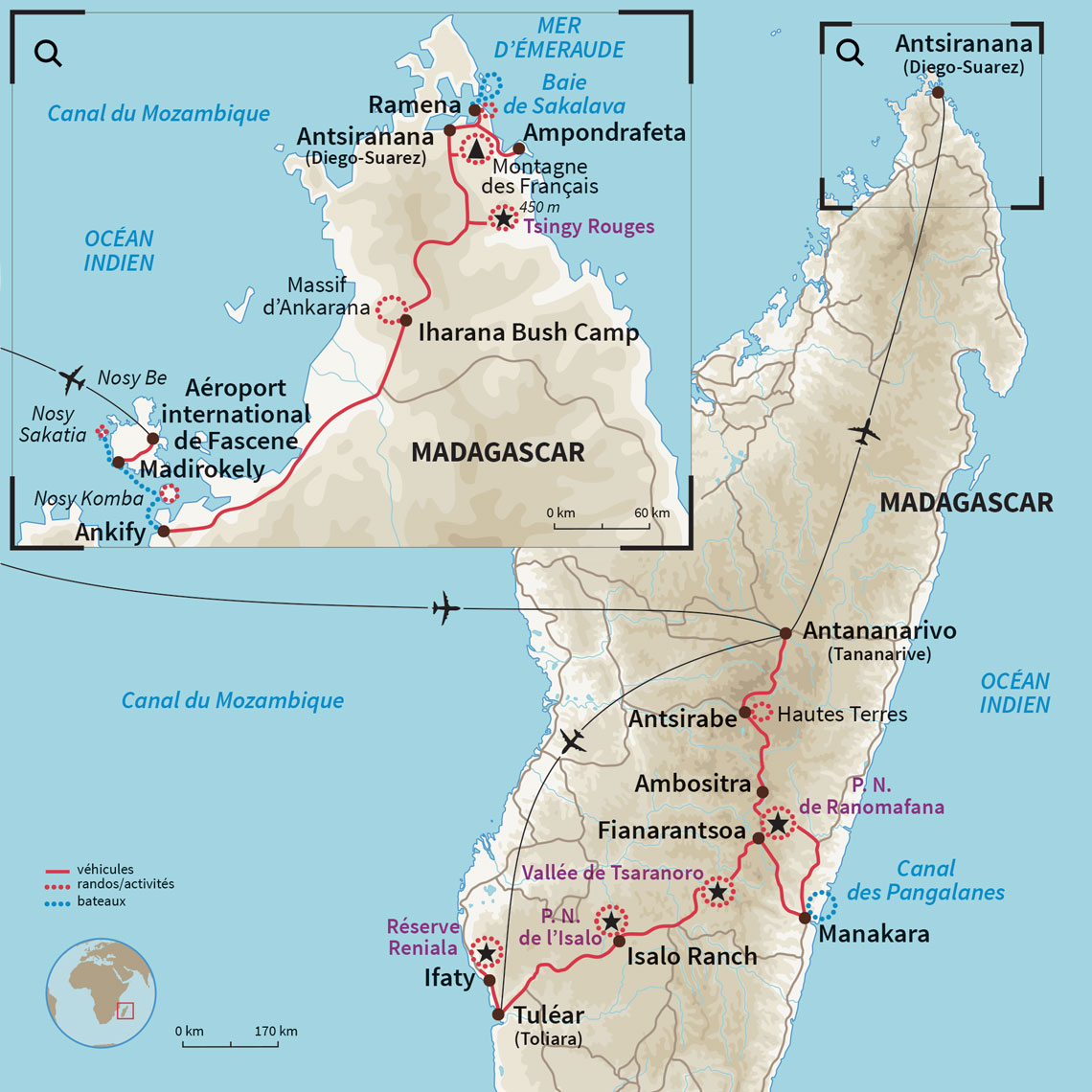 Carte Madagascar : Grande découverte du Sud au Nord en confort !