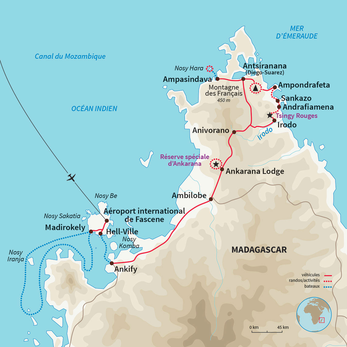Carte Madagascar : Trek Robinson entre terre et mer!