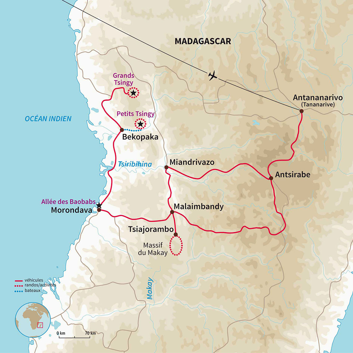 Carte Madagascar : Trek du Makay aux grands Tsingy !