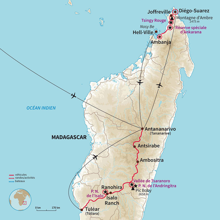 Carte Madagascar : Grande découverte du Sud au Nord en confort !