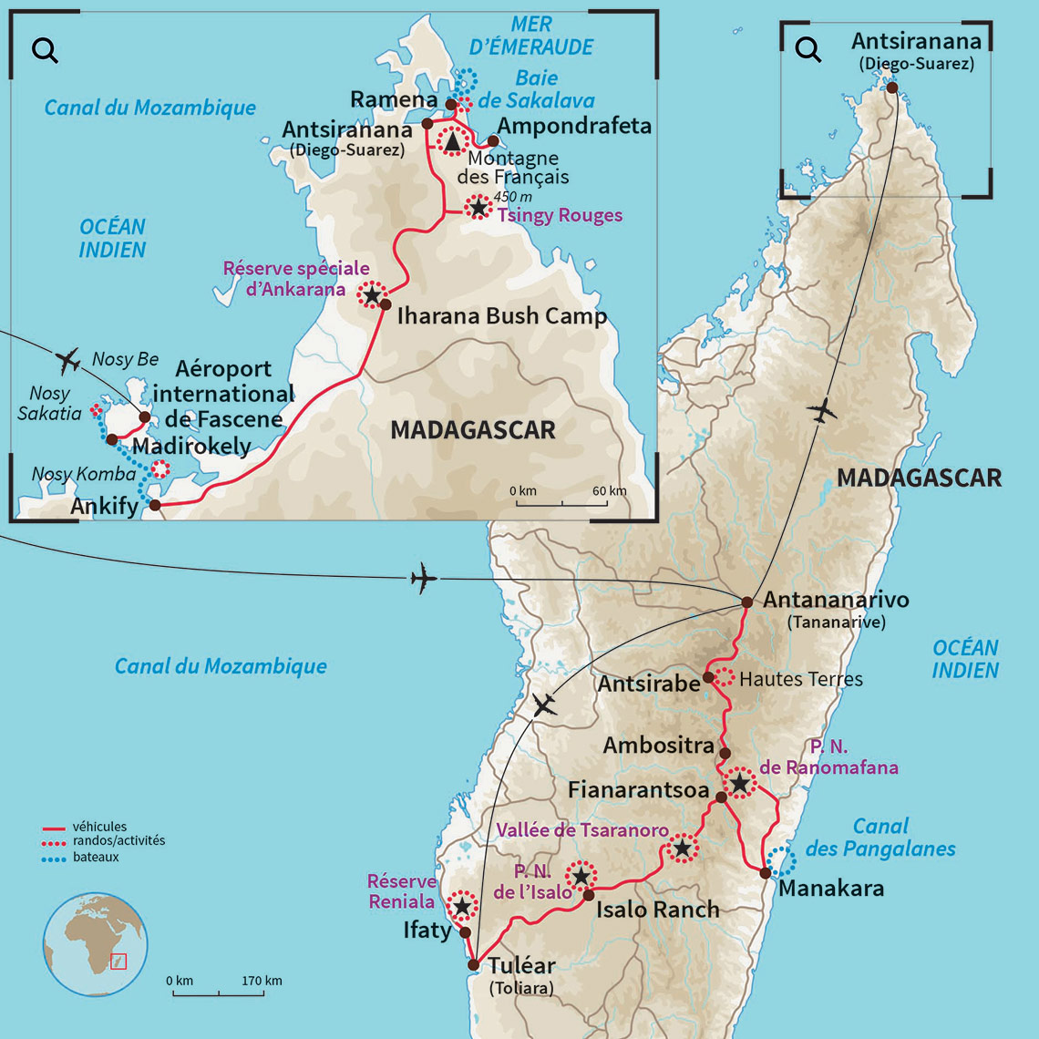 Carte Madagascar : Grande découverte du Sud au Nord en confort !