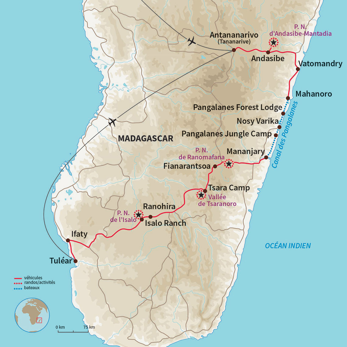Carte Madagascar : L'aventure d'Est en Ouest !