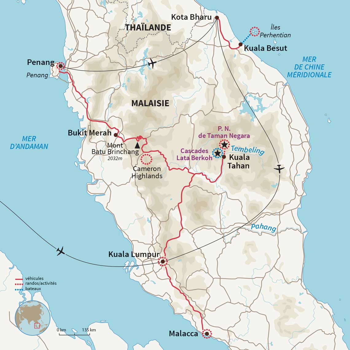 Carte Malaisie : Les incontournables de la Péninsule