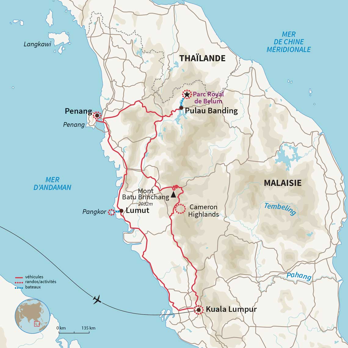 Carte Malaisie : Road trip de la jungle à la Mer d’Andaman