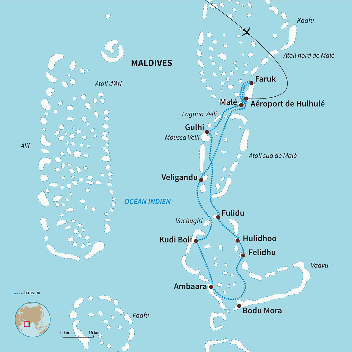 Carte Maldives : Cabotage d'atoll en lagon !