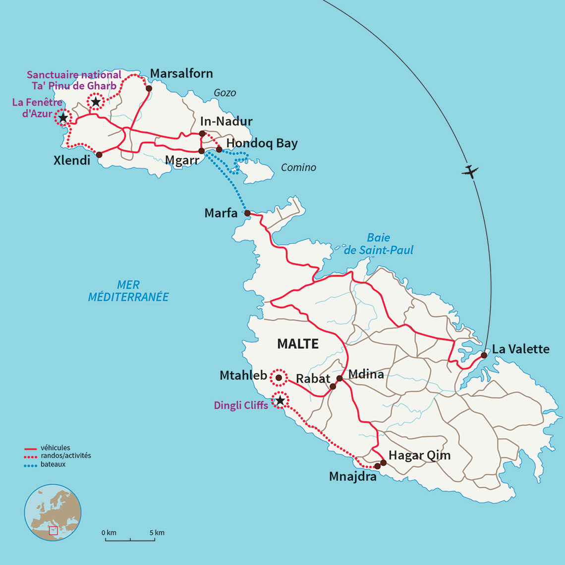 Carte Malte : Les îles maltaises pas à pas