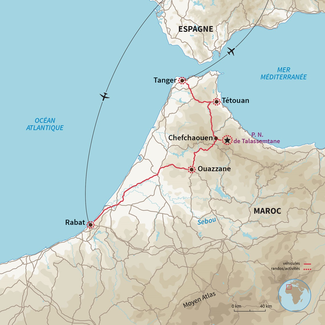 Carte Maroc : Mission éclipse Chefchaouen 2027