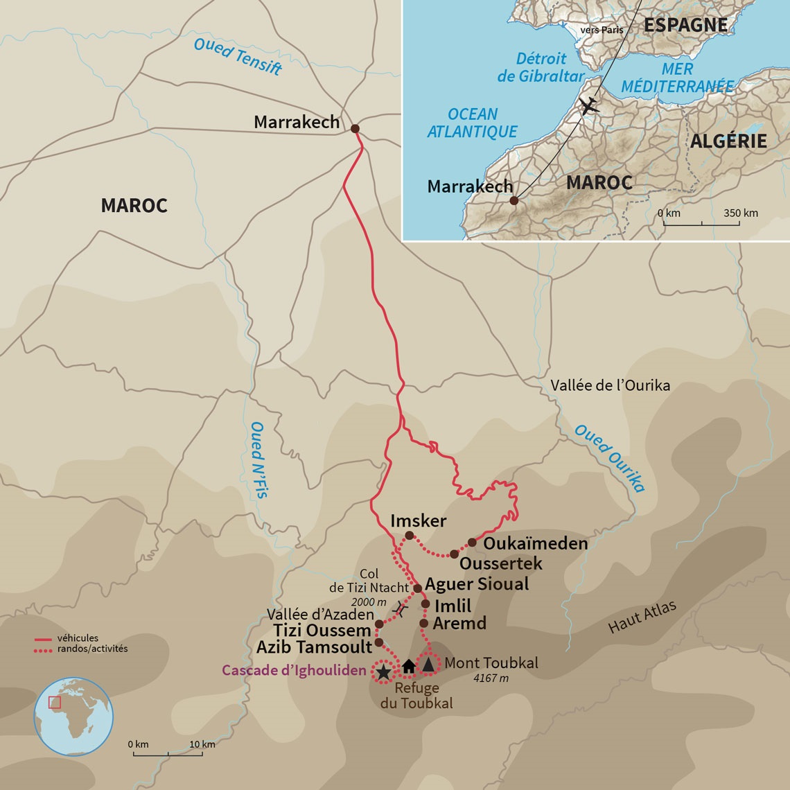 Carte Maroc : Ascension du Toubkal 