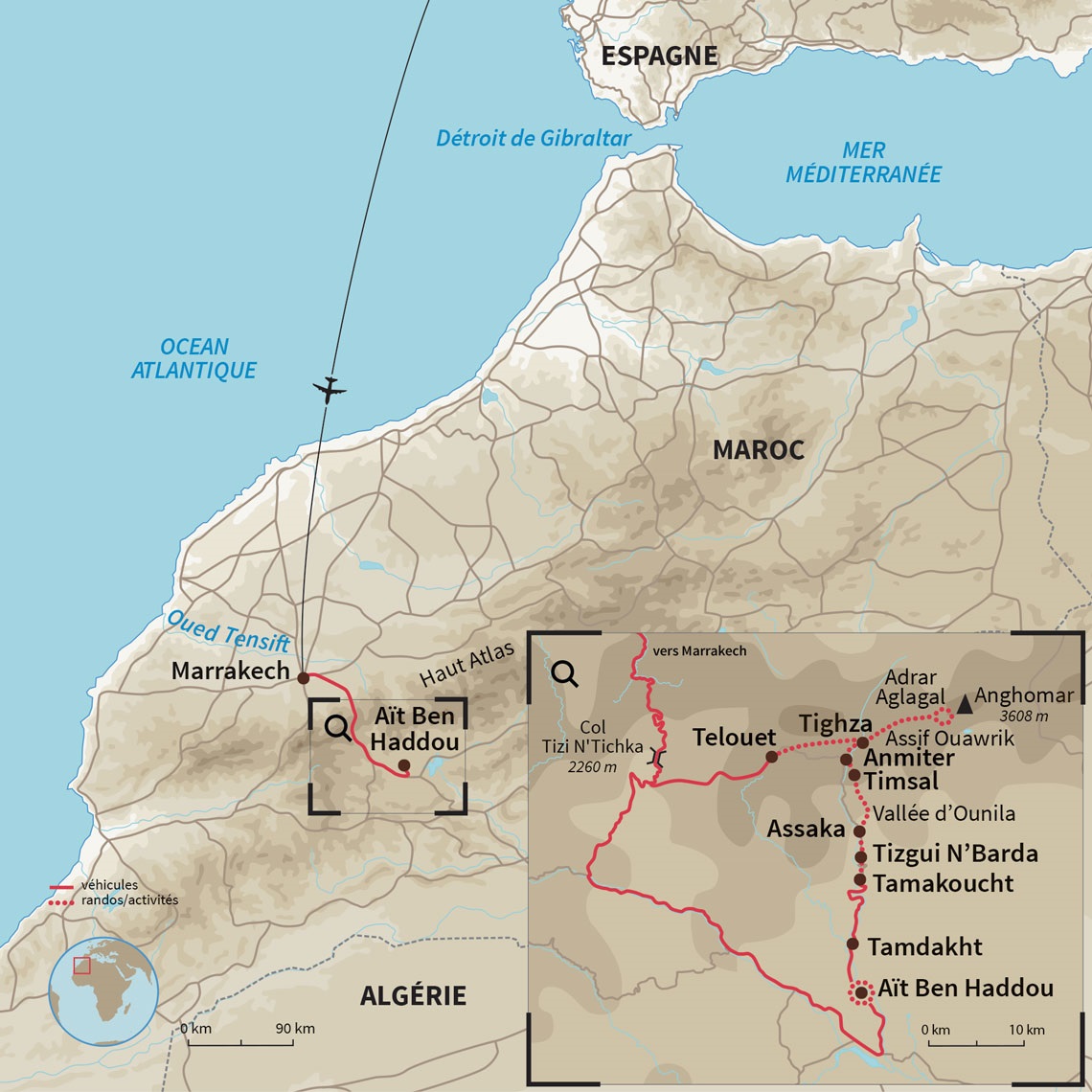 Carte Maroc : Citadelles rouges