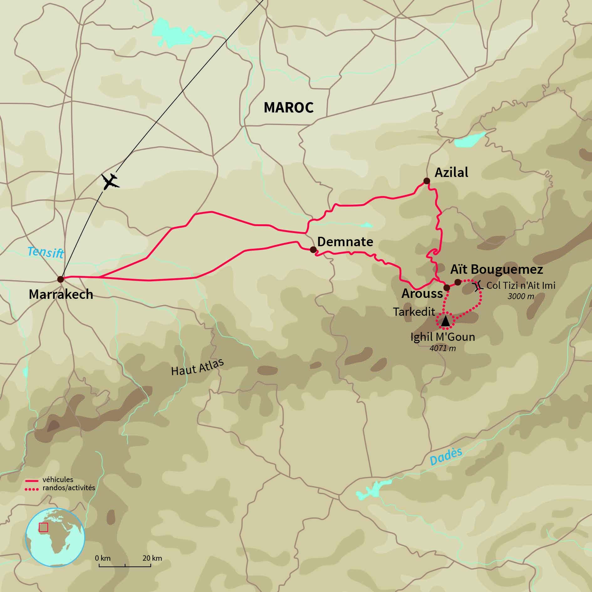 Carte Maroc : L'appel des cimes : le M’Goun