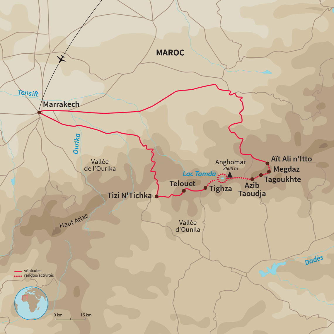 Carte Maroc : Chants de la Tessaout (Atlas central)