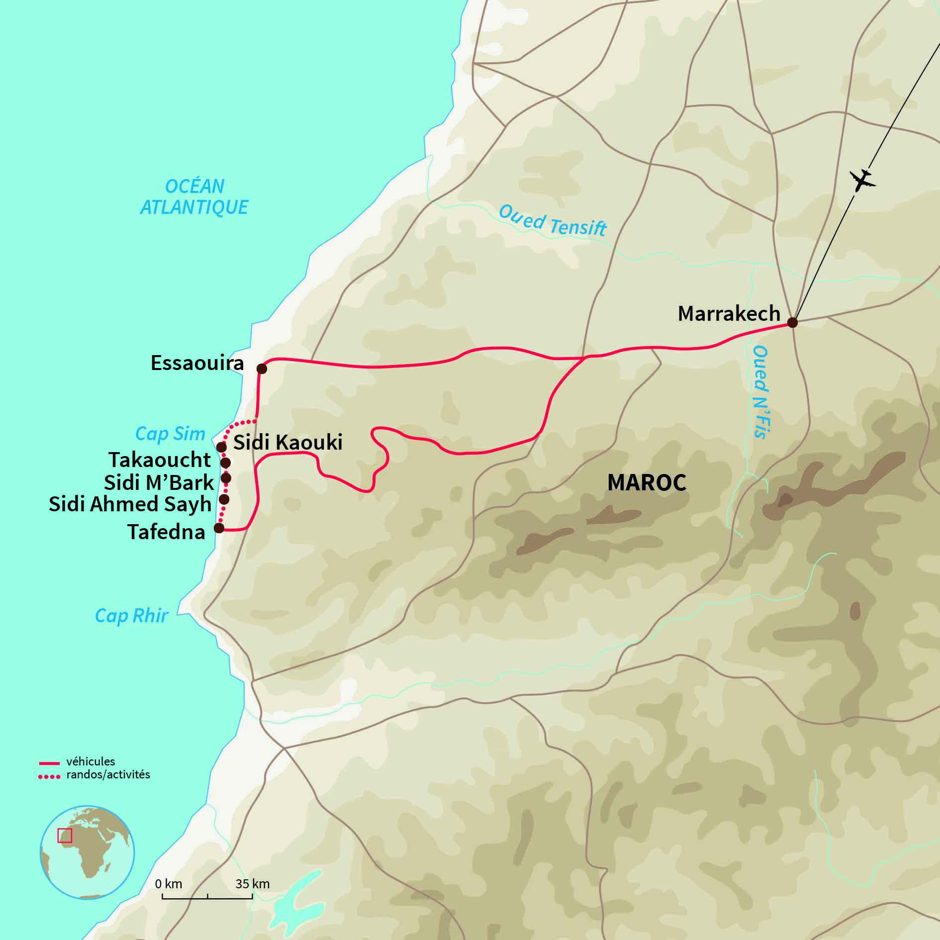 Carte Maroc : Des chameaux sur l’océan 