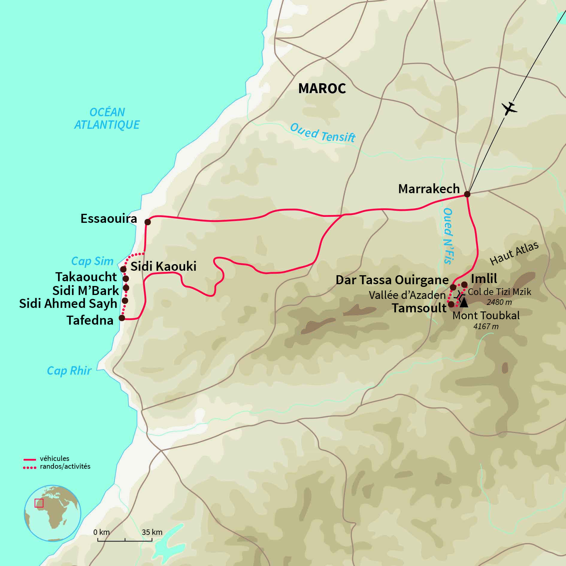 Carte Maroc : De l'Atlas à l'Atlantique