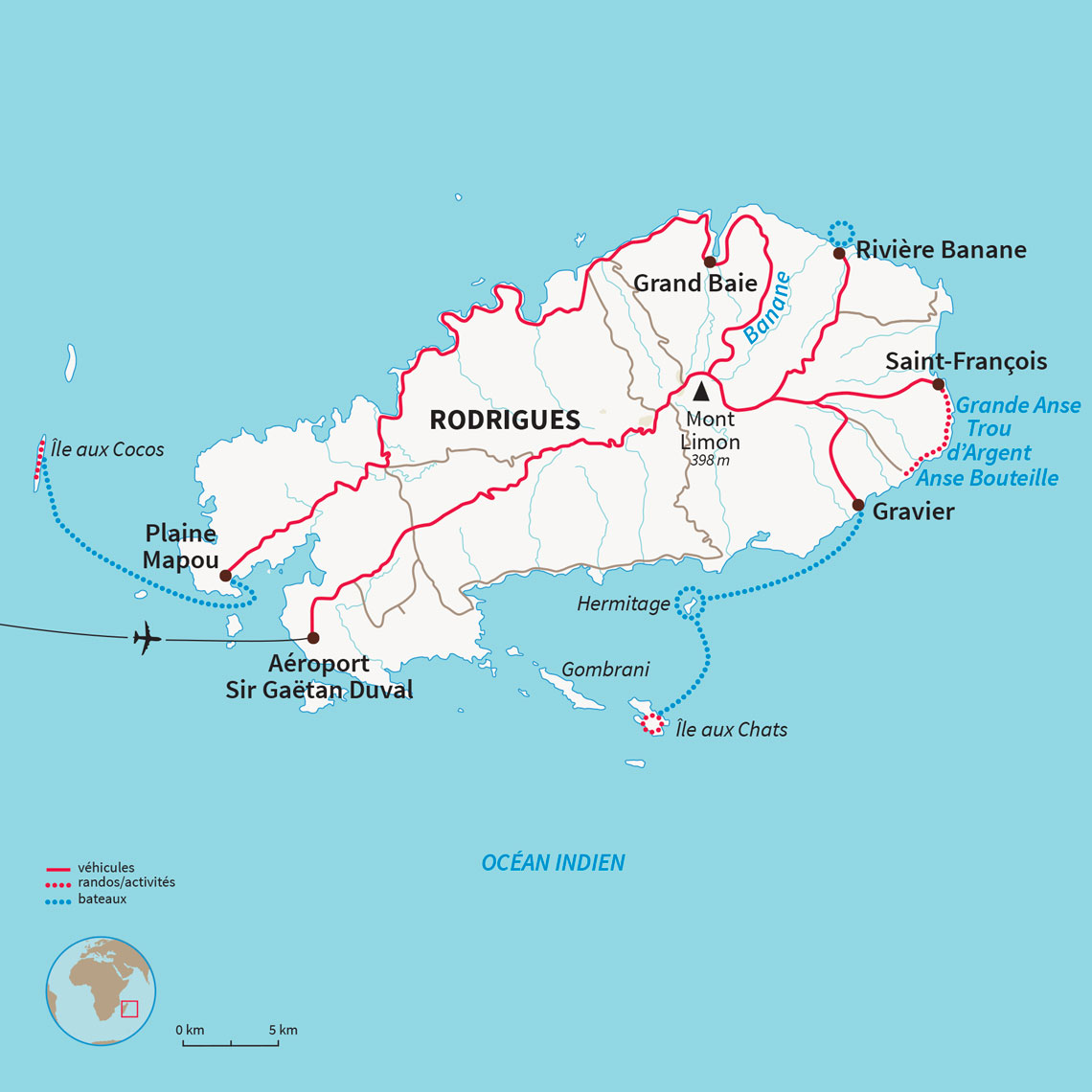 Carte Île Maurice : Rodrigues, paradis bleu en scooter électrique