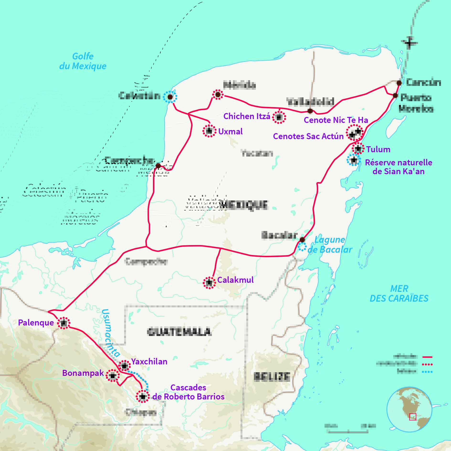 Carte Mexique : Trésors Mayas