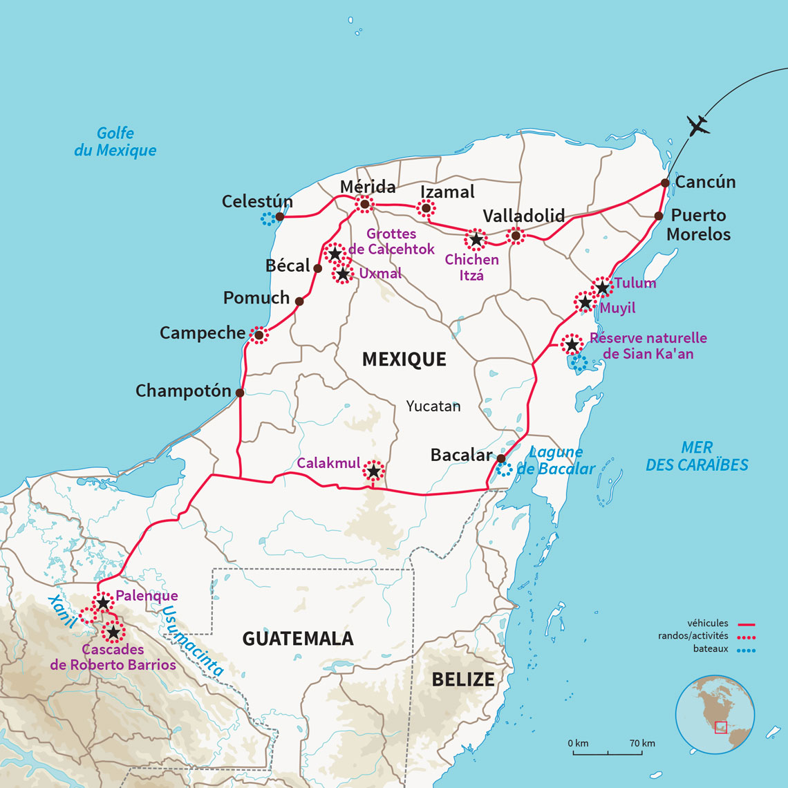 Carte Mexique : Trésors mayas