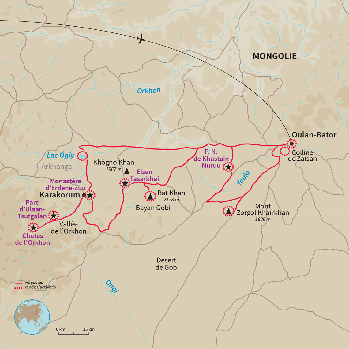 Carte Mongolie : Un peu plus près des étoiles en Mongolie