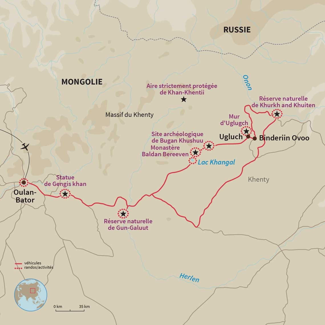 Carte Mongolie : Khentii, là où commence l’aventure nomade