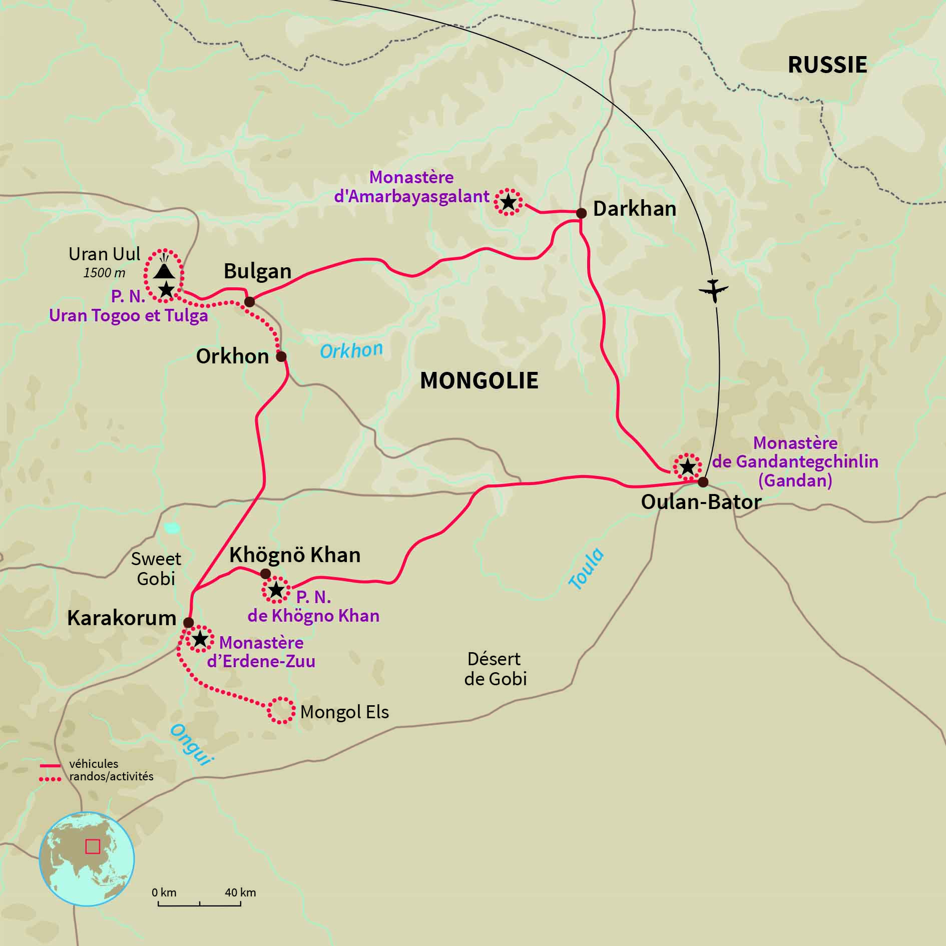 Carte Mongolie : Rando au cœur de la Mongolie Sauvage