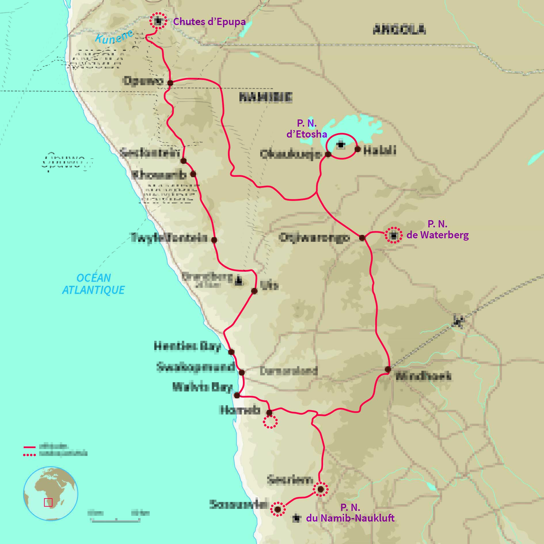 Carte Namibie : Aventurières des terres australes ! 