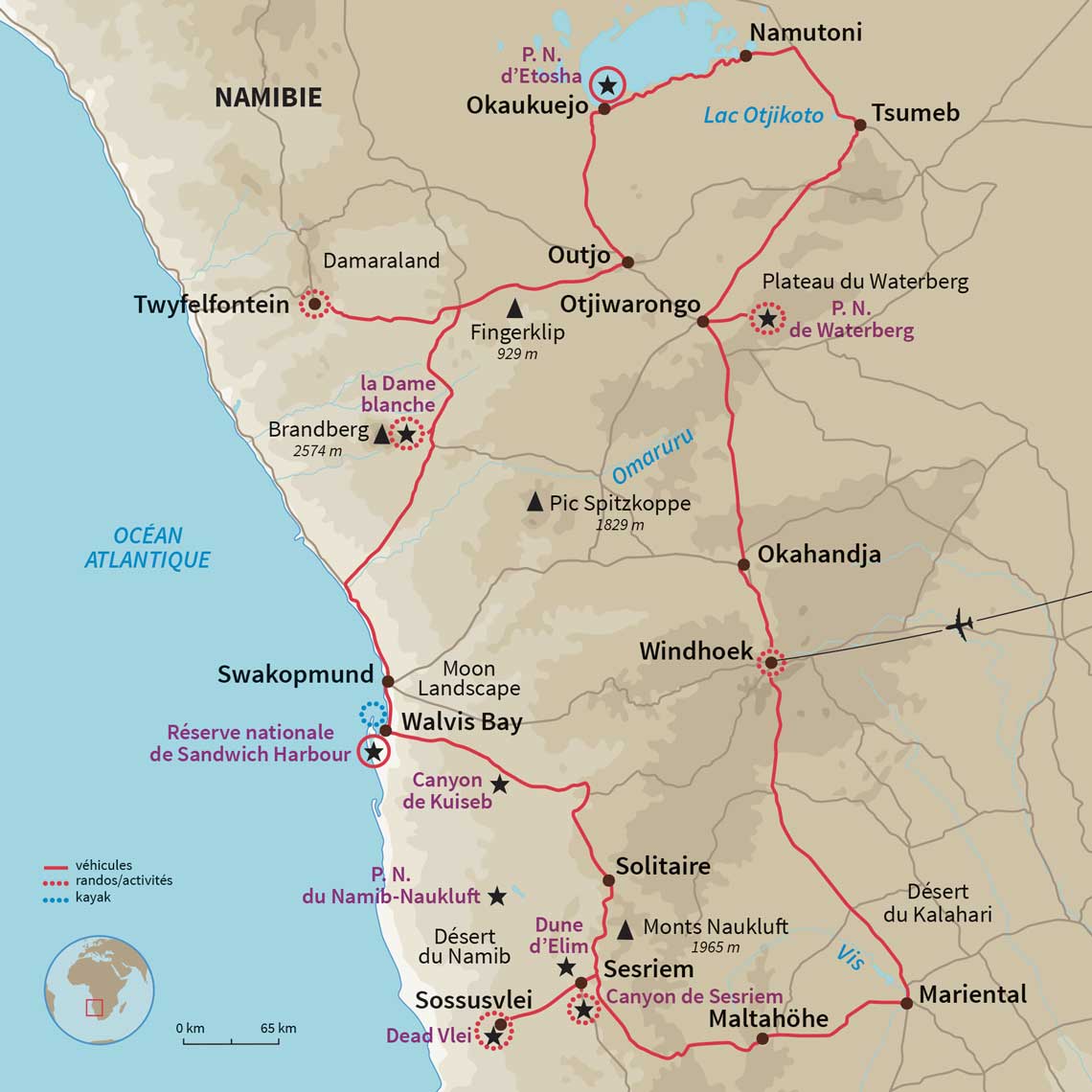 Carte Namibie : Camping Party en Namibie