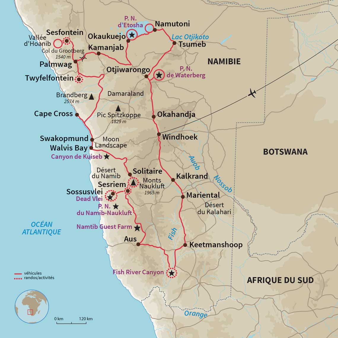 Carte Namibie : La Namibie sous les étoiles Carte Namibie : La Namibie sous les étoiles