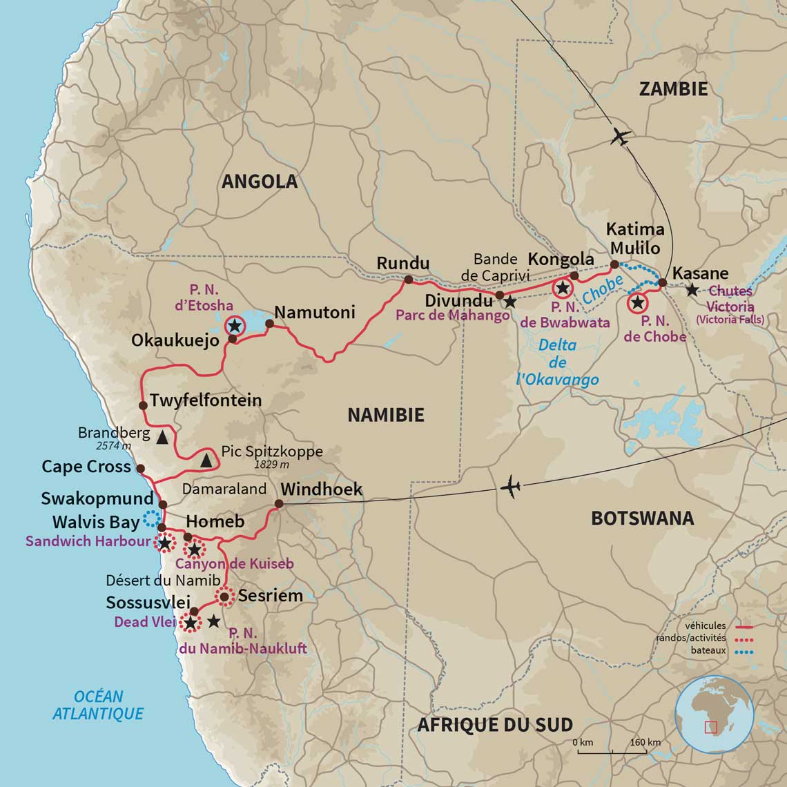 Carte Namibie : Ma tente sur le Zambèze
