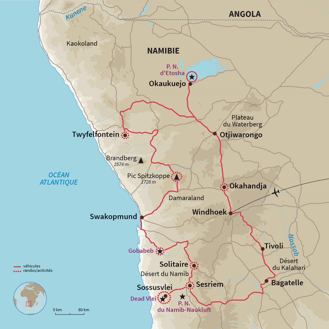 Carte Namibie : Namibie, là où les étoiles règnent