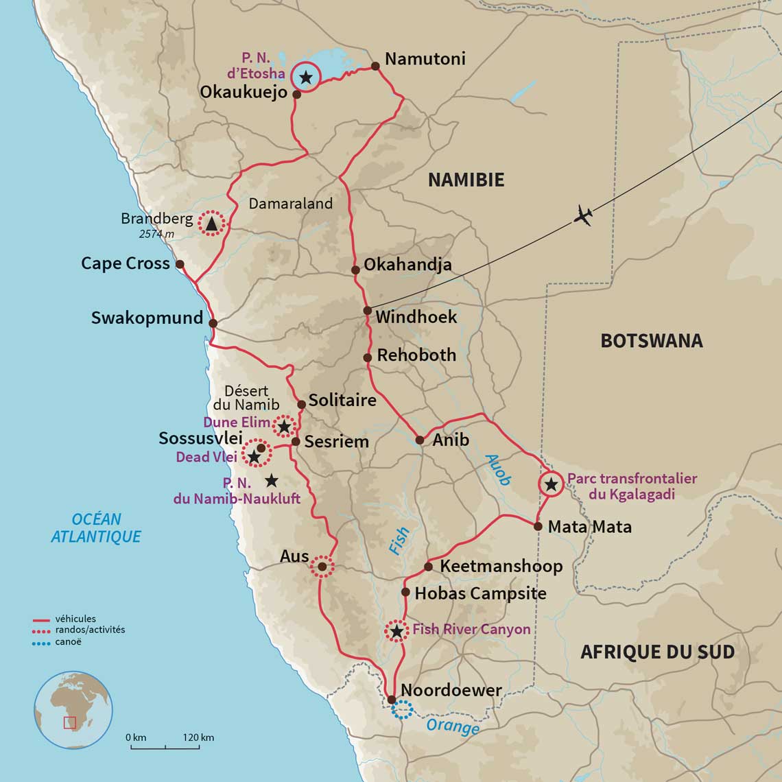 Carte Namibie : La Namibie, c’est canyon ! 